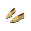 Krazing Pot Sheep Skin Summer Spring Autumn Low Heels Women Pointed Toe High Quality Yellow Color Heels Shoes Pumps