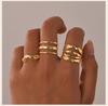 Stainless Steel Wave Ring Adjustable, Open Brand Stainless Steel Geometric Ring for Women, Trendy Statement Jewelry