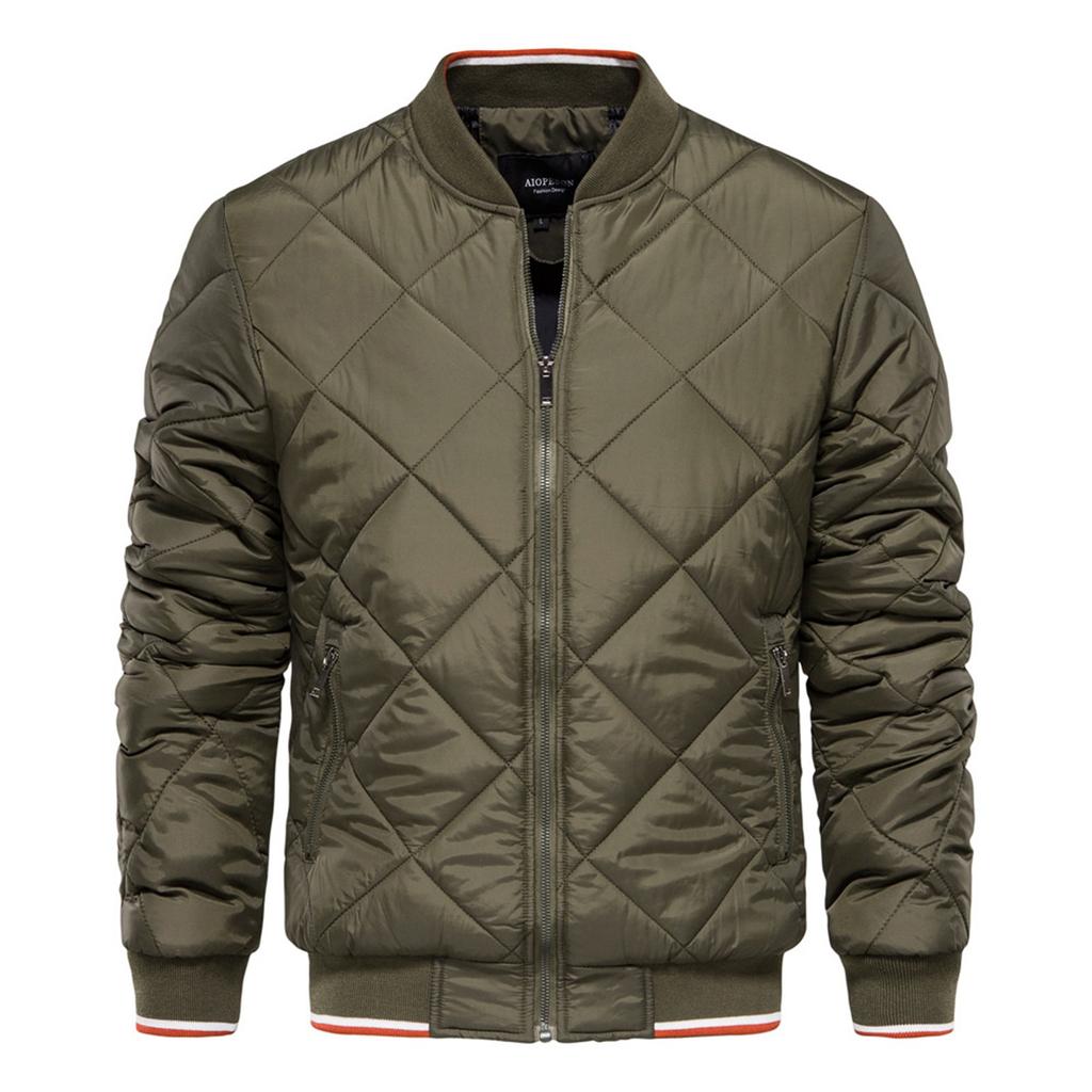 Winter Men's Stand Collar Cotton Jacket Solid Casual Cotton Jacket Zipper Cotton Jacket Men