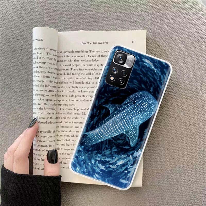 

Ocean Whale Shark Swimming Phone Case For Redmi Note 13 12 Pro Plus 14 15 Pro 5G 11 11T 11E 11S 10 Pro 10S 9 9S Cover Cell Clear Redmi Note 13 Pro 5G