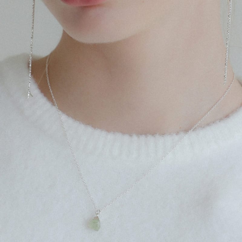 

J.Lauren Prehnite Rough Stone Silver Necklace N01137 single type