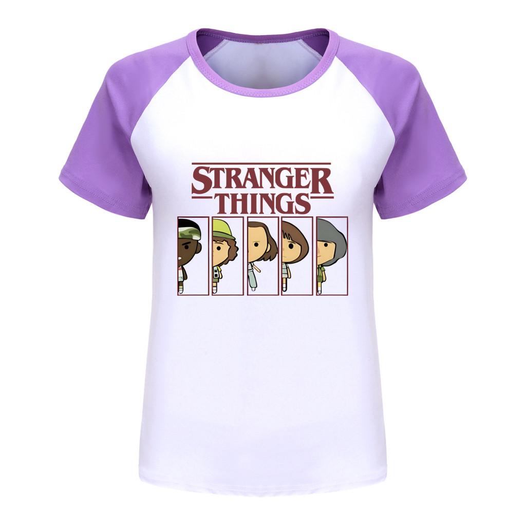 5248 Koszulka z krótkim rękawem raglanowym dla chłopców i dziewcząt z nadrukiem Stranger