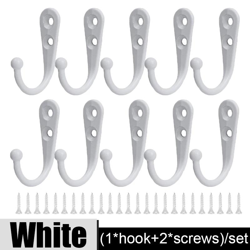 Heavy Duty Alloy Hooks with Screws Wall Mounted Hanging Hangers for Coat Towel Bags Cups Hook Home Storage Rack Holder Wholesale