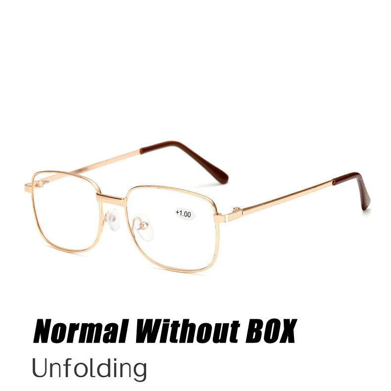 4 In 1 Bifocal Folding Reading Glasses Unisex Collapsible Metal Lenses With Leather Box Farsighted Eyeglasses Diopter Glasses