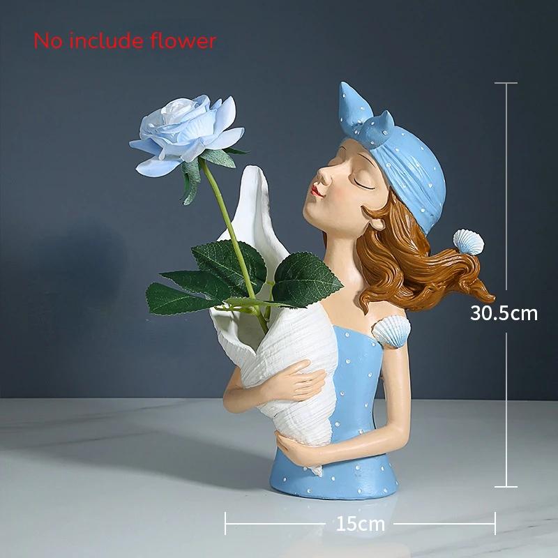 Nordic Girl Figurine Decoration Holding Desk Storage Tray Makeup Organizer Holder for Keys Candy Jewelry Home Living Room Decor