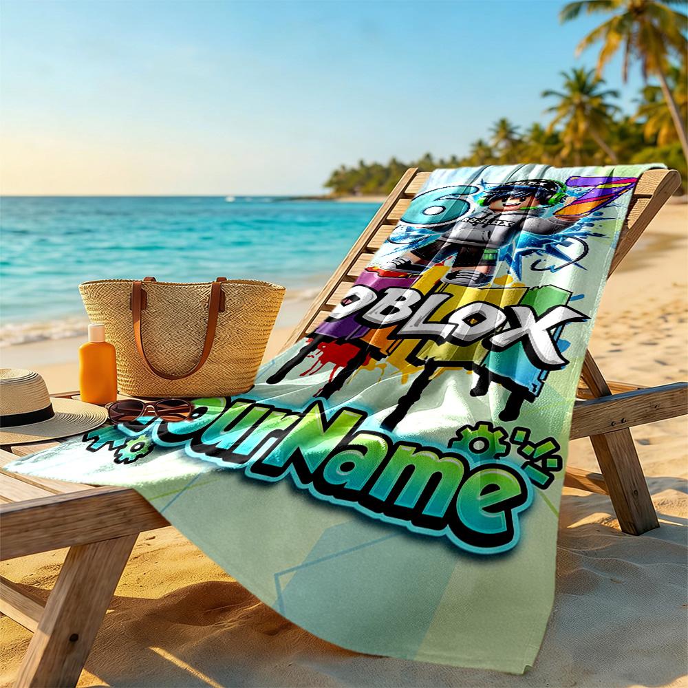 Roblox Customize Your Name Beach Towel Soft Durable Quick-Dry Suitable for Sports Travel Swimming Yoga Bathroom Beach And Pool