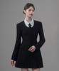 Mausolleum Jenn Round Neck Pleated Suit Jacket Dress - Black