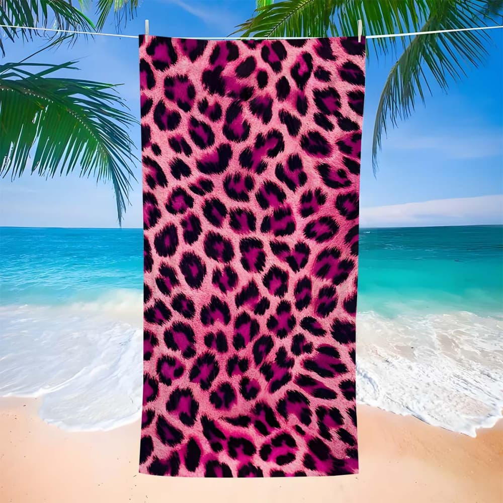 Beach Towel Colorful Neon Leopard Print Microfiber Towel for Men Women Beach Pool Gym Camping Travel Daily Use