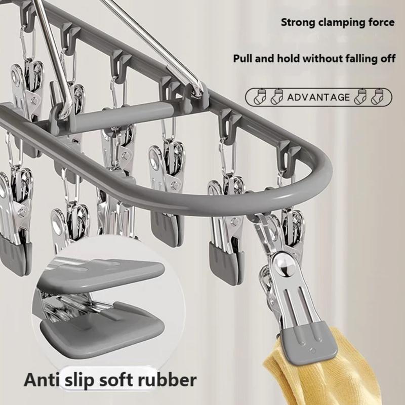 Garment Hanger With Windproof Clip Stainless Steel Sock Dryer For Home Camping Accessory