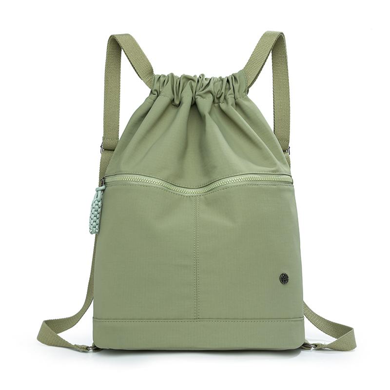 Lightweight Drawstring Pocket Solid Color Sports Backpack Women's Large Capacity Fitness Drawstring Backpack