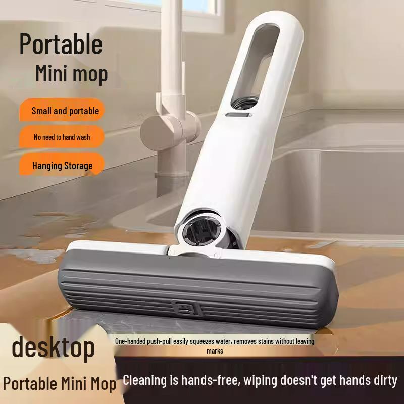 2025 Multifunctional Mini Desktop Mop with Hand-Free Wash Sponge Replacement.