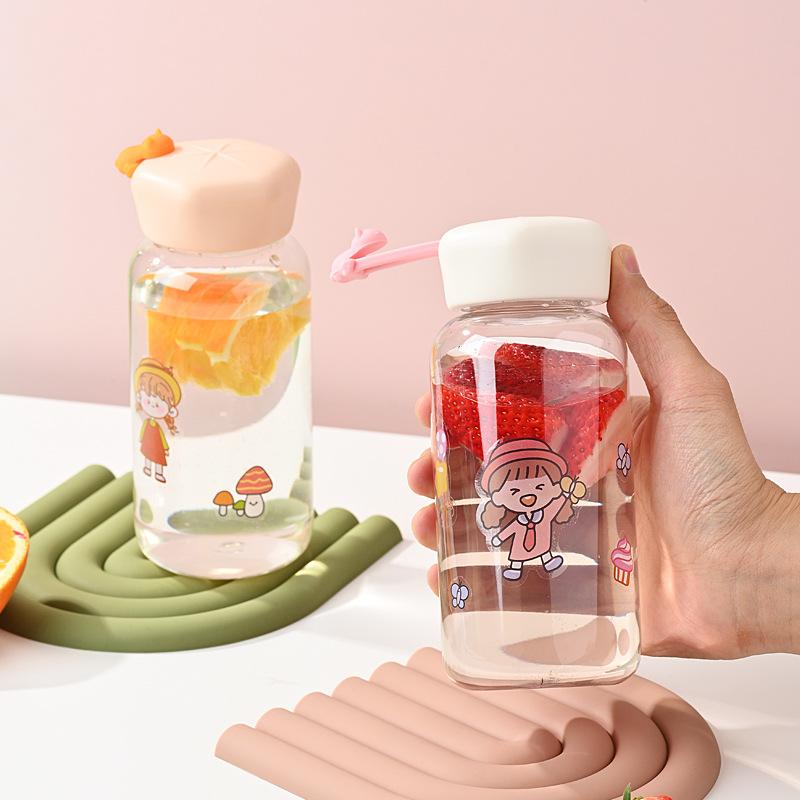 Water bottle cartoon fruit plastic cup sealed leak-proof with handle water cup high value student outdoor portable gift cup