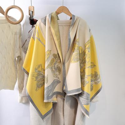 New Lily Printed Scarf Women's Autumn and Winter Thickened Imitation Cashmere Scarf Air Conditioning Warm Casual Shawl