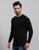 MONTE CARLO Mens Solid Black Round Neck Full Sleeve Pullover
