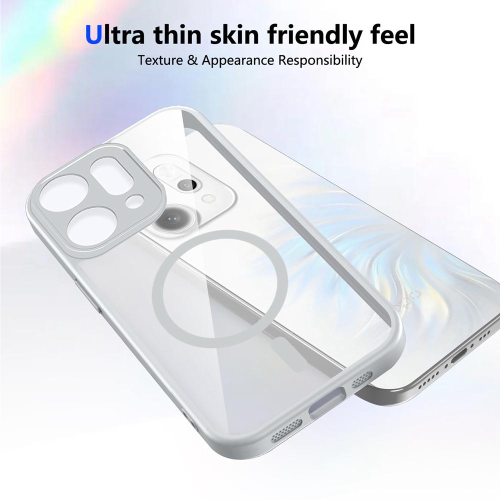 KEYSION Transparent Magnetic Phone Case for OPPO Reno14 Pro 5G Silicone+PC HD Clear Shockproof Back Cover for OPPO Reno14 F 5G