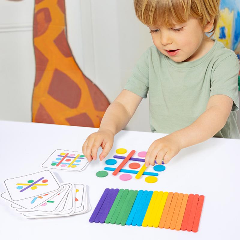 Wooden Creative Sticks And Rings Puzzle Intelligence Game Montessori Early Childhood Educational Toys For Children 3 Year Old