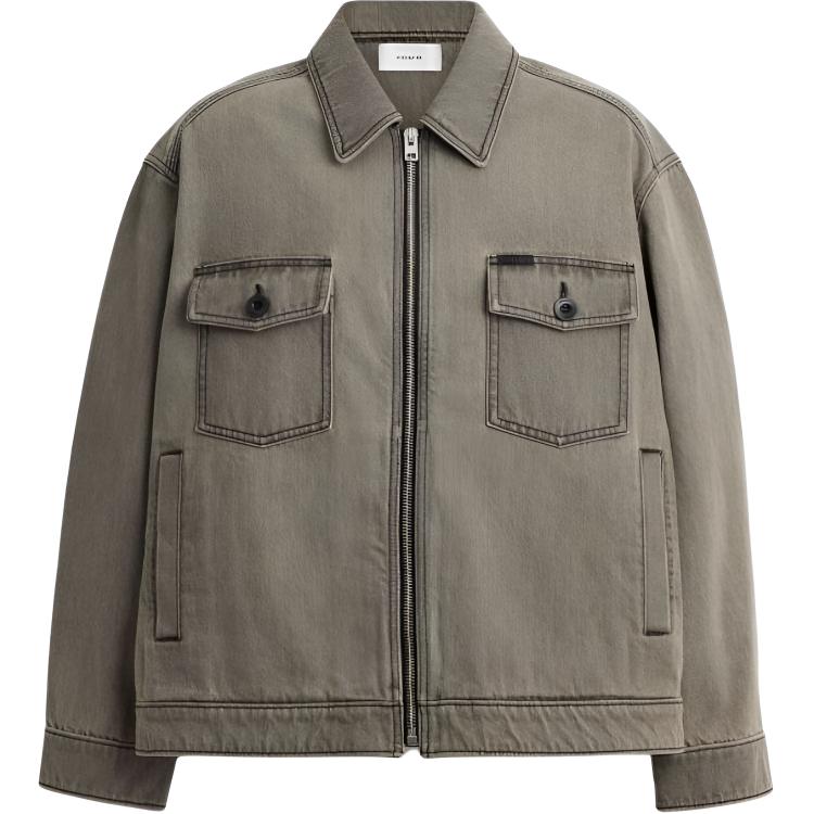 

Coach Button Chest Pocket Zipper Denim Jacket Men Jacket Gray CBD37-CHR XXL