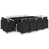 13 Piece Garden Dining Set with Cushions Poly Rattan Black
