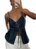 Sexy Sleeveless Tie-Up Denim Camisole Vest