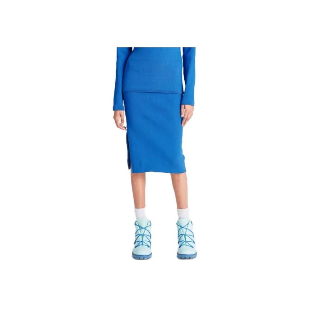 Timberland Solid Color Knitted Elastic Waist Skirt Women Skirts Blue A6PU7-288