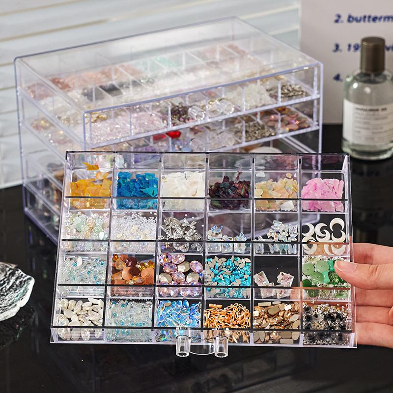 1pc acrylic 3-layer/5-layer jewelry nail accessories storage box, transparent ring jewelry display box room aesthetic decoration