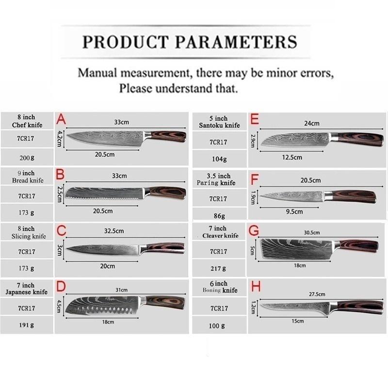Kitchen Knife Set Chef Knife Stainless Steel Santoku Knife Sharp Meat Cleaver Slicing Knife