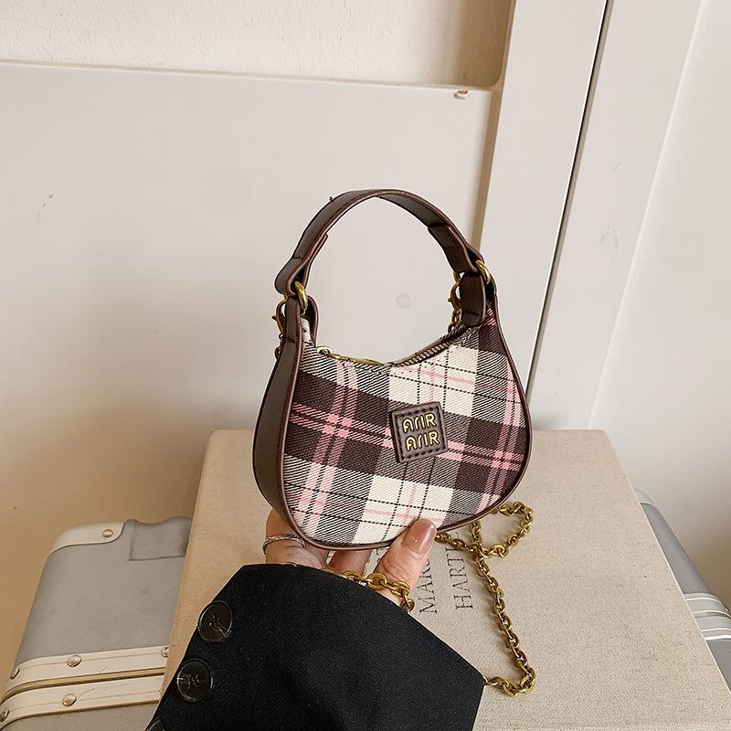 New Mini Children's and Girls' Fashion Accessories Bag Crescent Bag Plaid Leopard Print Crossbody Women's Small Shoulder Bag