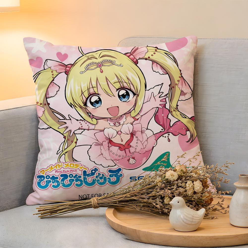 Cushion Cover  Linen  SkinFriendly Soft Decorative Case For Sofa Home Decor Mermaid Melody Pichi Pichi Pitch Pillow cover