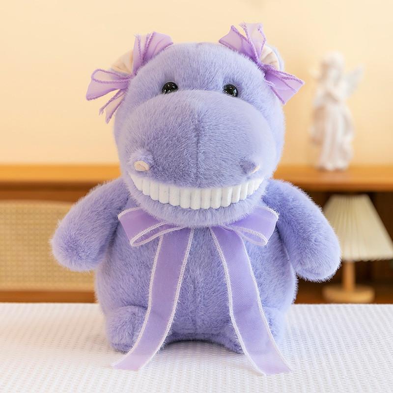 Animal Hippo Stuffed Plush Toy Cartoon Bow Doll Multiple Colors Children Gift