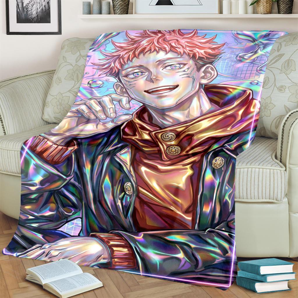 Warm Cozy Jujutsu Kaisen Print Blanket Flannel for Bedrooms, Sofas, Beds, Chairs, Picnics, Travel