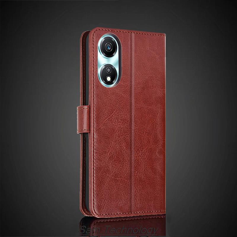 Kartenhalter-Abdeckung für Huawei Honor X5 plus 6,56 Zoll Pu-Leder-Flip-Cover Retro-Geldbörsen-Telefonkasten Business Fundas Coque