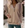 Women's Half Zip Long Sleeve Sweatshirt Loose Fit Casual Knit Pullover Top