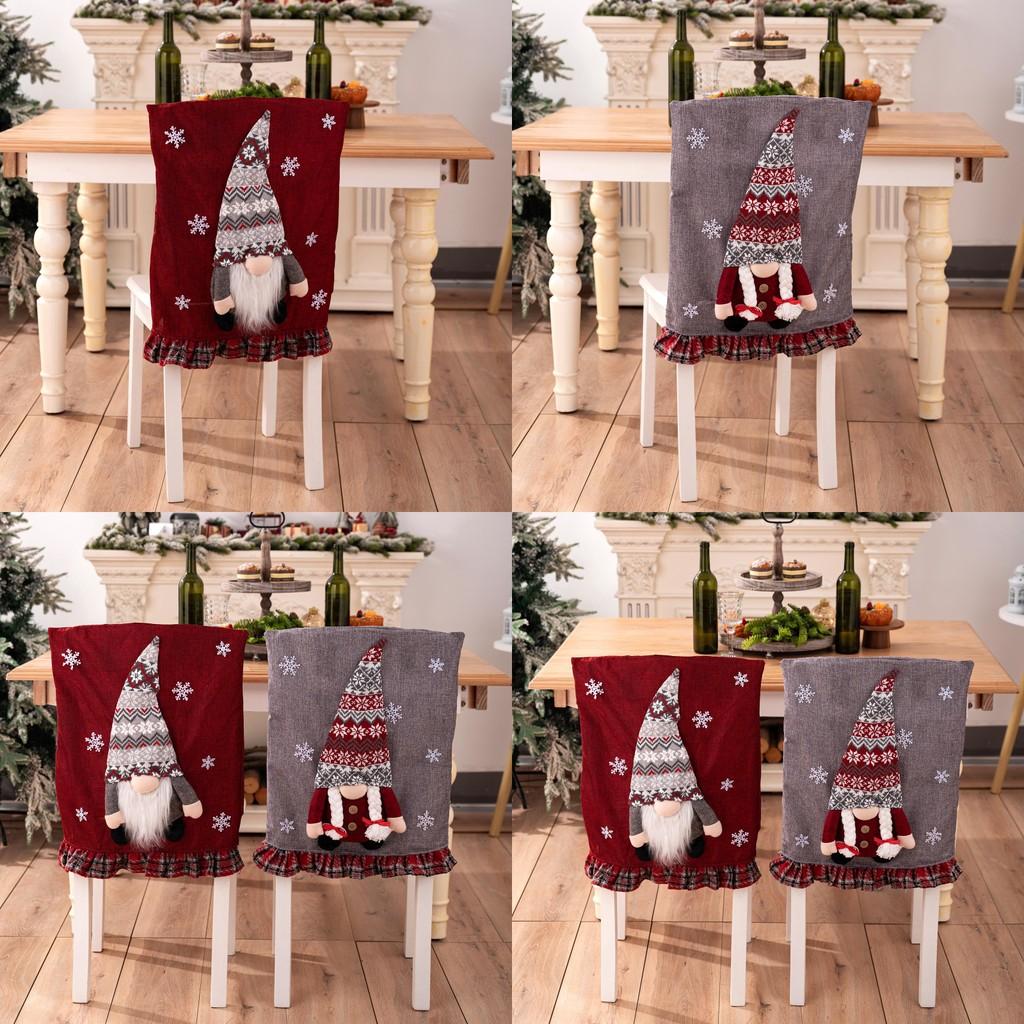 Christmas Santa Claus Gnome Chair Cover With Plush Design For Holiday Home Decor
