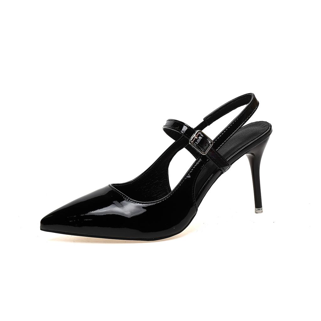 Lodičky Sexy Špičaté Boty na Vysokém Podpatku Dámské Nové Sandály Baotou s Jedním Páskem Všestranné Boty Bez Paty