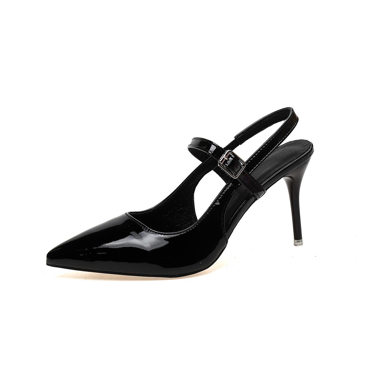 

Сексуальные туфли-стилет с острым носком, женские новые сандалии-босоножки с ремешком на щиколотке и открытой пяткой, универсальные туфли-лодочки 40 чёрный