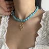 European and American retro turquoise necklace, unique snake pendant collarbone chain exotic item decoration