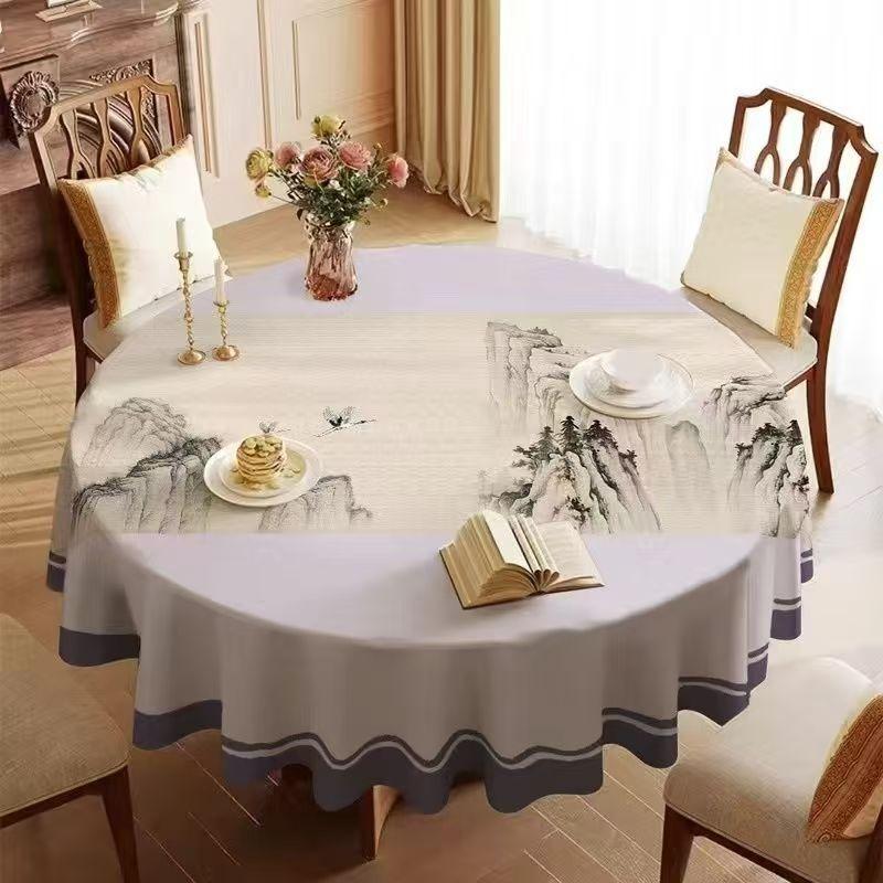 Кругла Скатертина Водонепроникна, Маслостійка Та Прасувальна Скатертина Готельна Кругла Підкладка для Столу Покривна Тканина ПВХ Кругла Скатертина Скатертина Менцю