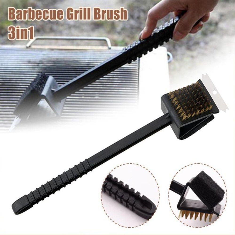 Copper Wire Bristles BBQ Cleaning Brush 3in1 Barbecue Cleaner Cleaning Brush  Outdoor Bbq