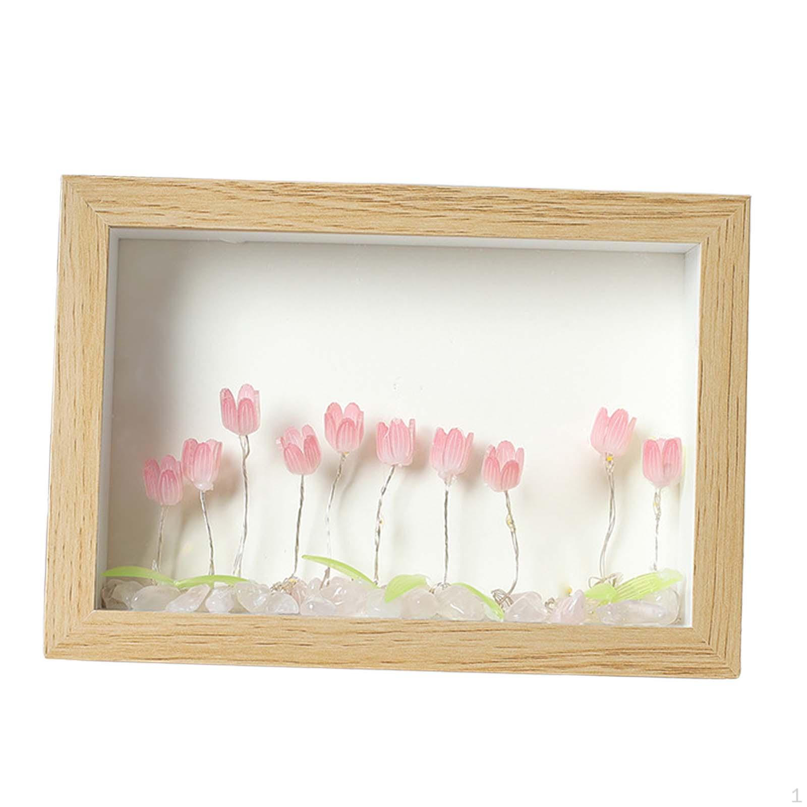 

DIY Flowers Night Light Photo Frame Lamps Wood Centerpieces Modern Bedside Table Lamp LED Desk