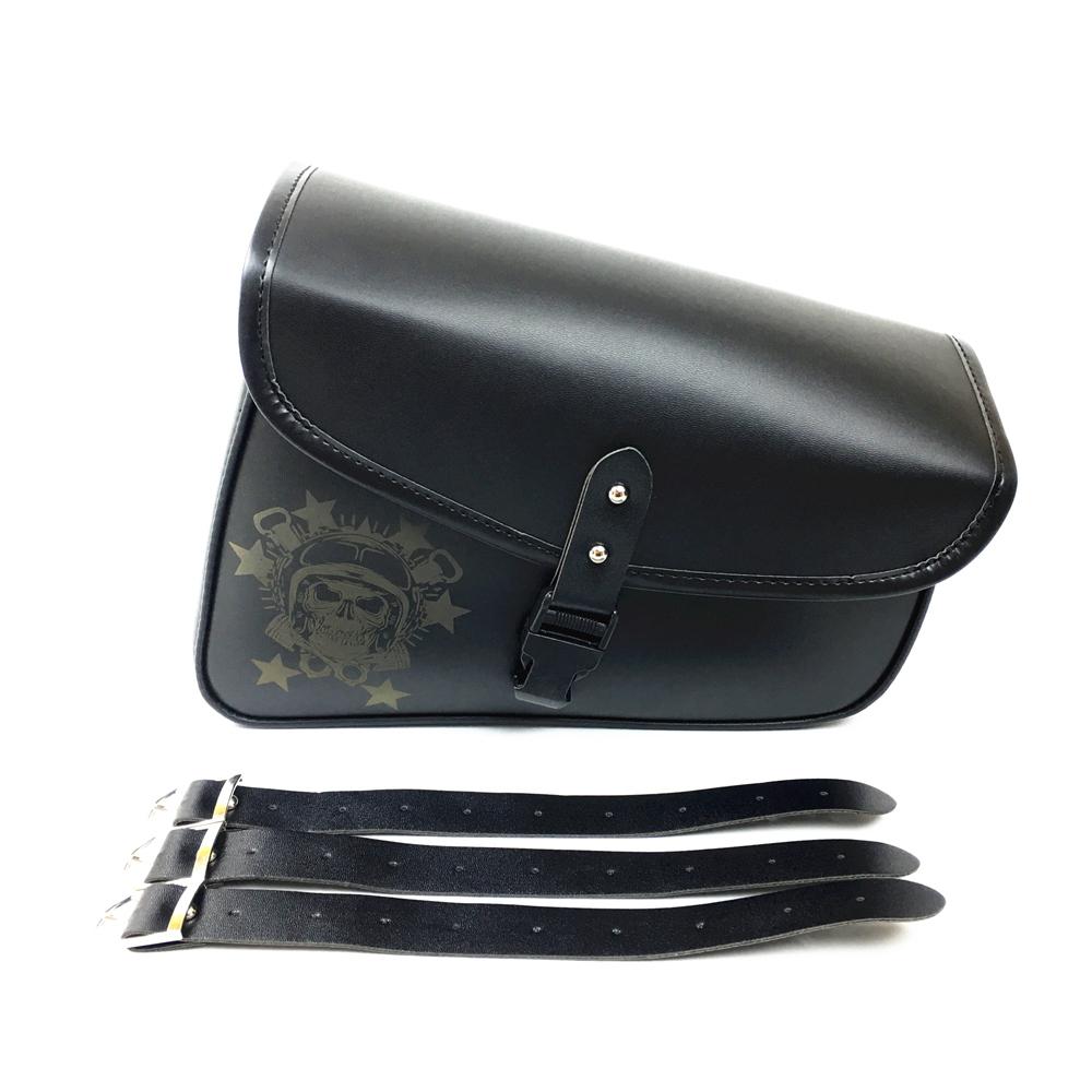

Черный череп Мотоциклетные седельные сумки Боковая сумка для инструментов из искусственной кожи Сумка-седло для багажа Right
