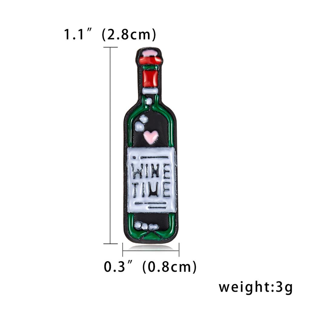WINE TIME Wine Bottle Glass Couple Brooch For Women Men Red Wine Cup Enamel Lapel Pins Bag Clothes Button Badge Cartoon Jewelry