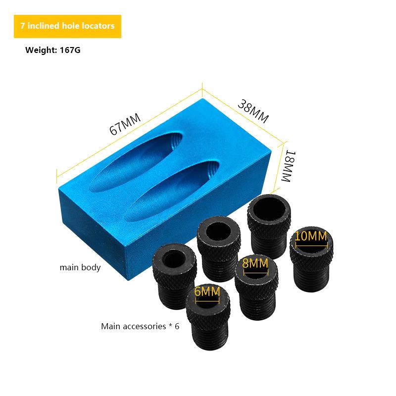 Kit Jig Locator Găuri Oblice de Buzunar pentru Prelucrarea Lemnului Unghi 15 Grade Set Ghid de Găurire Perforator Găuri Unelte de Tâmplărie DIY Burghie