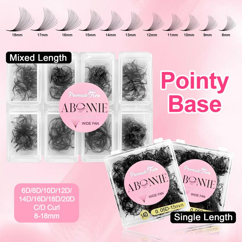 ABONNIE Loose 8D-20D Pointy Base Short Stem Premade Russian Volume Fans Faux Mink Premade Eyelash Extensions Makeup Cilios