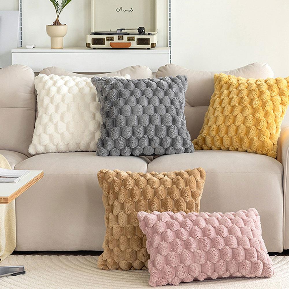 Boho Style Cushion Cover Cozy Plush Pillow Cover Pineapple Grid Decoration Double-sided Design Pillows Cover Sofa Pillowcase