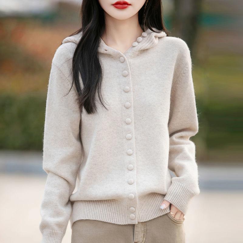 Hooded Sweater Coat for Women Autumn and Winter Loose and Thick Knitted Cardigan Stylish Paired with Long-sleeved Knitted Coat