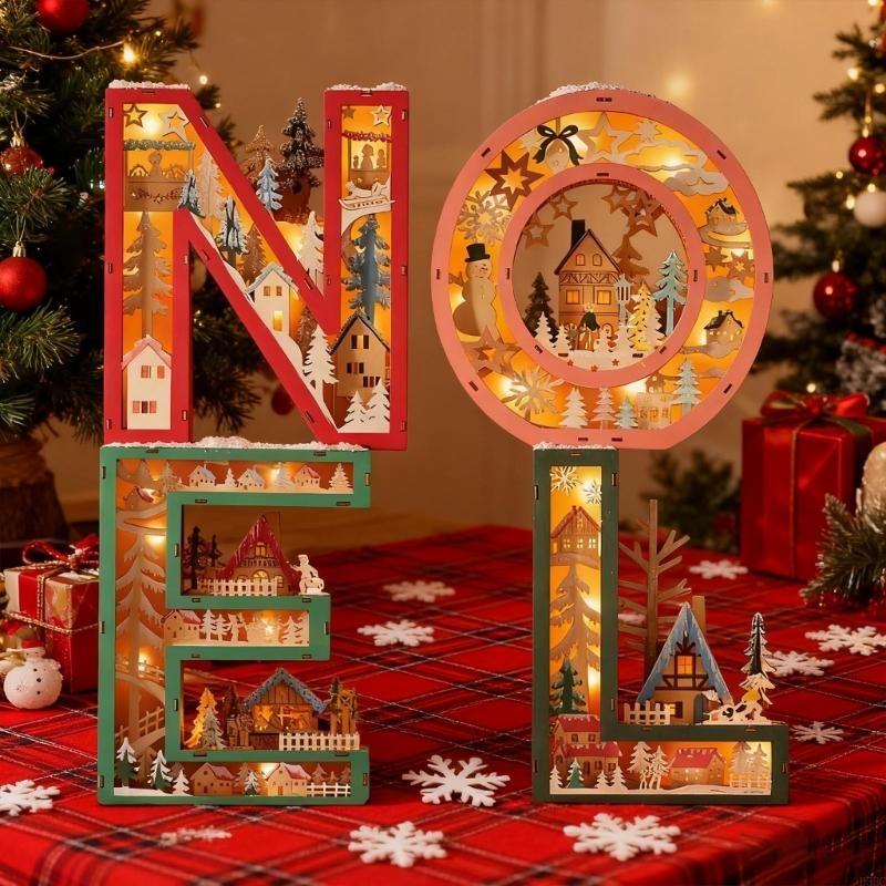 Handmade Wooden Letter Nightlight Decoration Hollowed Wooden Table LED Light For Christmas Birthday Wedding Celebration China Mainland