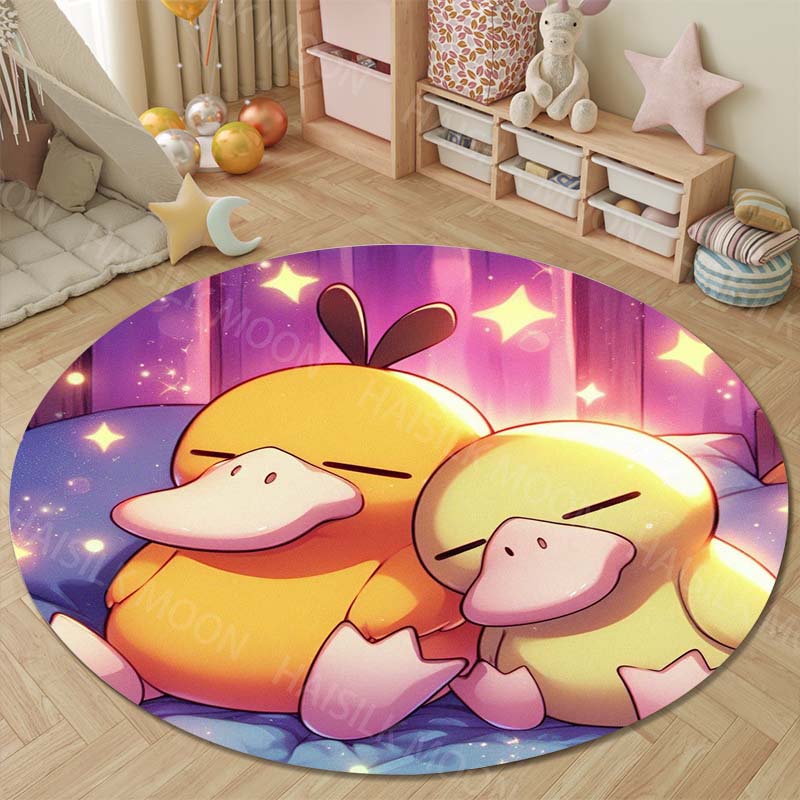 Multiple Styles Pokemon Psyduck Round Rugs for Living Room Bedroom Floor Mats Kids Room Sofa Chair Mat Carpet Home Decor