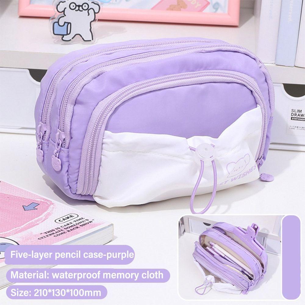 

Large Capacity Pen Bag Drawstring Design Storage Bag Creative Pencil Case Student фіолетовий