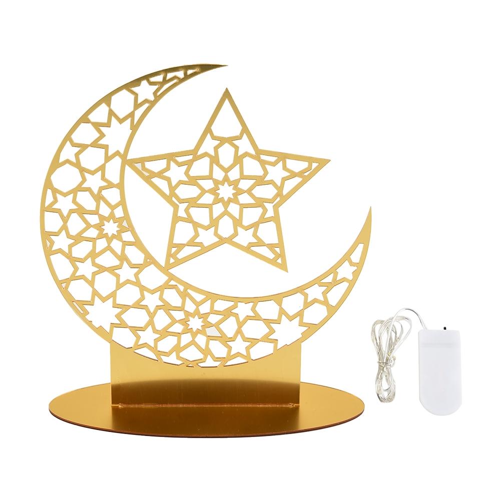 Ramazan Akrilik Eid Mubarak Dekorasyonu, Cami Müslüman Masa Dekoru LED Ay İslam