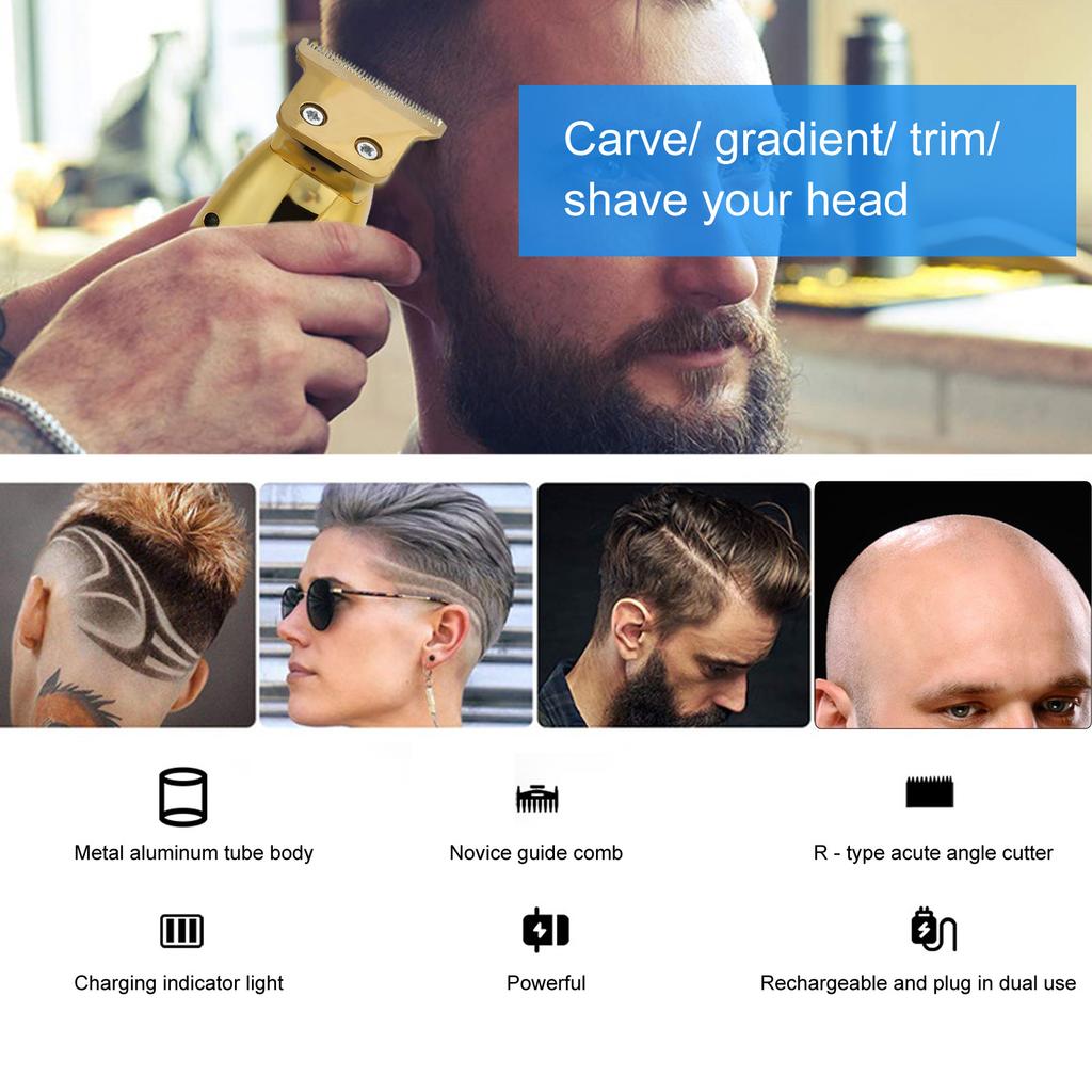 Ölkopf Elektrische Haarschneidemaschine USB Wiederaufladbarer Haartrimmer Haarschneidemaschine Gold